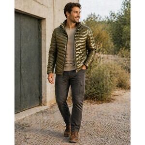 Triple Nickel 555 Olive‎ Green Down Puffer Jacket Mens M Quilted Lightweight